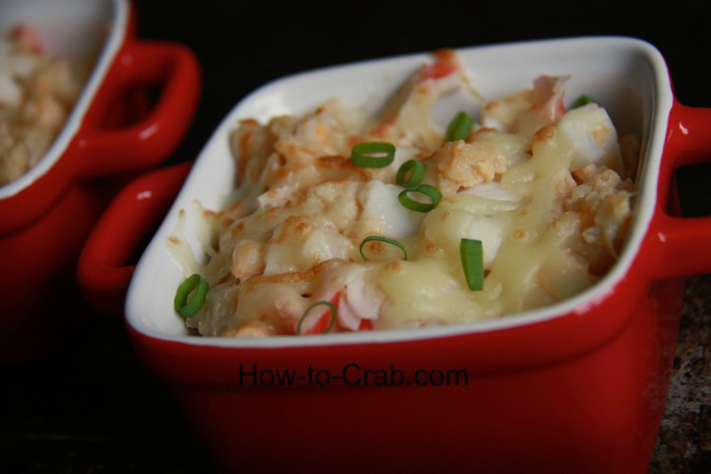 Imitation crab meat with cauliflower and chees